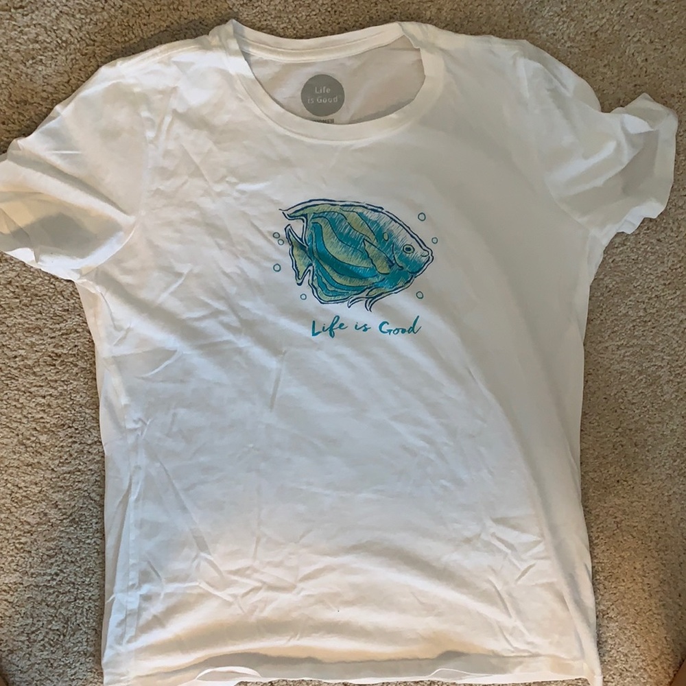 White, Life is Good v-neck